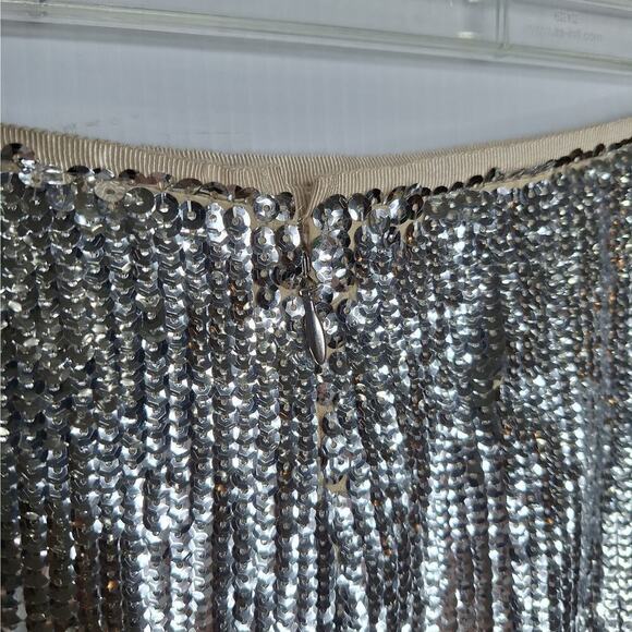 J. Crew Allover Sequins Pencil Skirt Silver 16 Holiday Pencil Skirt Formal Glam - Picture 14 of 14